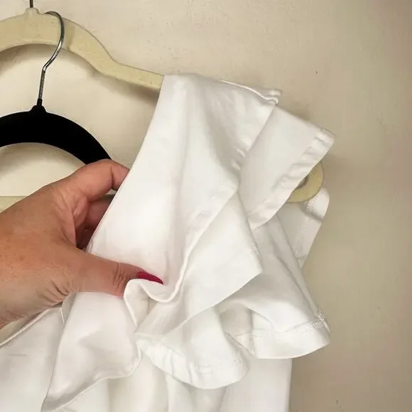 NWT Anthropologie Maeve One Shoulder Ruffled White Asymmetrical Top Blouse XL - Picture 8 of 11